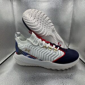 Under Armour Bryce Harper 9 Turf Baseball Shoes Men's Indoor White Blue USA